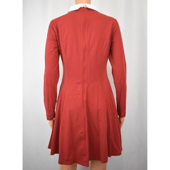 Torary Red Peter Pan Collar Skater Dress Women's M Academia Fit & Flare Holiday - Picture 2 of 10